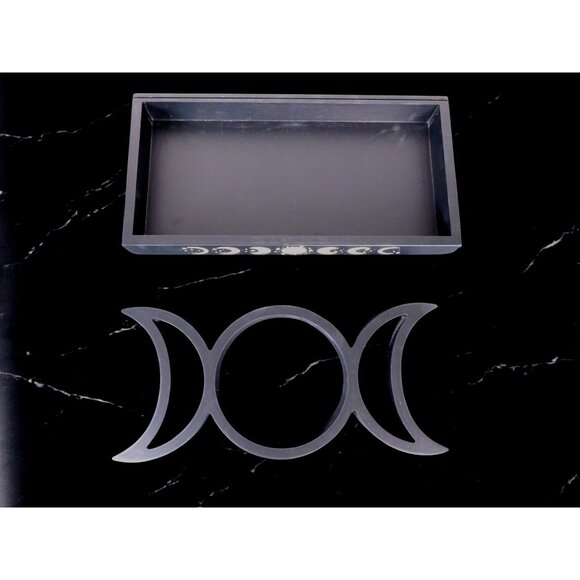 Mystical Moon Phase Tarot Card & Crystal Display Holder Handcrafted Wooden Altar - Picture 2 of 12